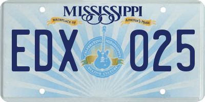 MS license plate EDX025