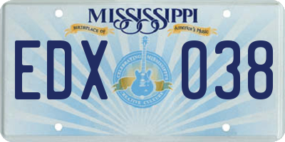 MS license plate EDX038