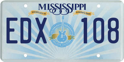 MS license plate EDX108