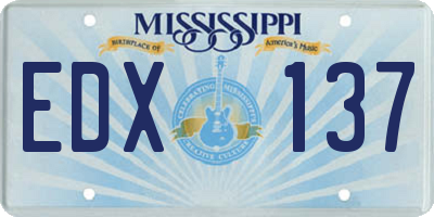 MS license plate EDX137