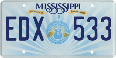 MS license plate EDX533