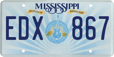 MS license plate EDX867