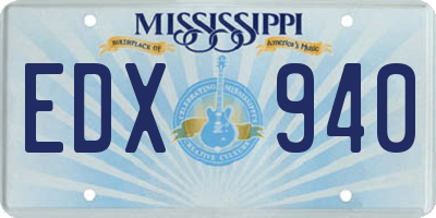 MS license plate EDX940