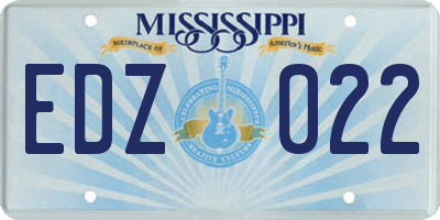MS license plate EDZ022