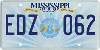 MS license plate EDZ062
