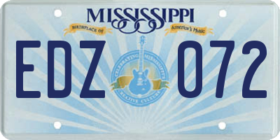 MS license plate EDZ072