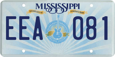 MS license plate EEA081