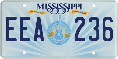 MS license plate EEA236