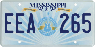 MS license plate EEA265