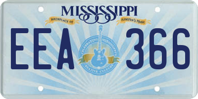 MS license plate EEA366
