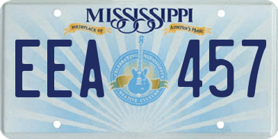 MS license plate EEA457
