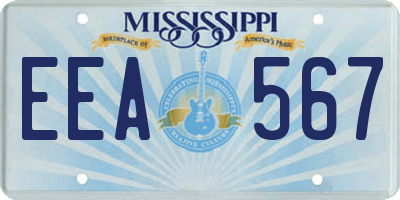 MS license plate EEA567
