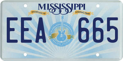 MS license plate EEA665