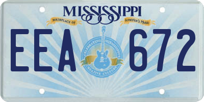 MS license plate EEA672