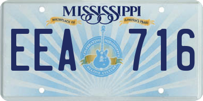 MS license plate EEA716
