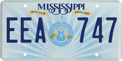 MS license plate EEA747