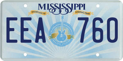 MS license plate EEA760