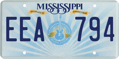 MS license plate EEA794