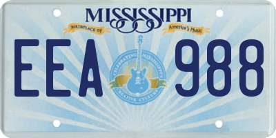 MS license plate EEA988