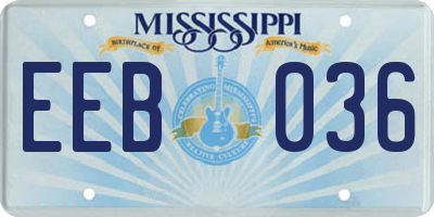 MS license plate EEB036