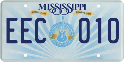 MS license plate EEC010