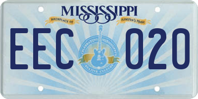 MS license plate EEC020