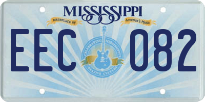 MS license plate EEC082