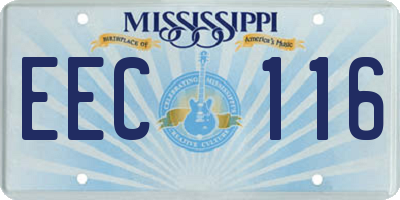 MS license plate EEC116