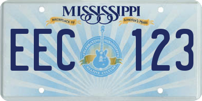 MS license plate EEC123