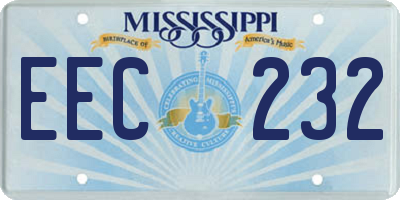 MS license plate EEC232