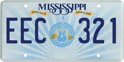 MS license plate EEC321