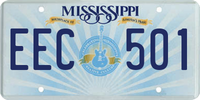 MS license plate EEC501