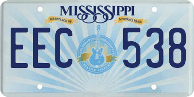 MS license plate EEC538
