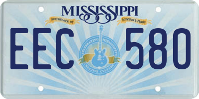 MS license plate EEC580