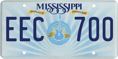MS license plate EEC700