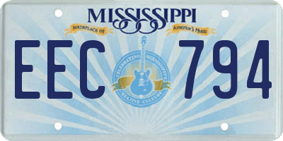 MS license plate EEC794