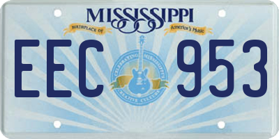 MS license plate EEC953