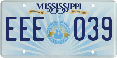 MS license plate EEE039