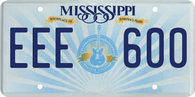 MS license plate EEE600