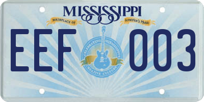 MS license plate EEF003