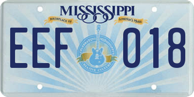 MS license plate EEF018