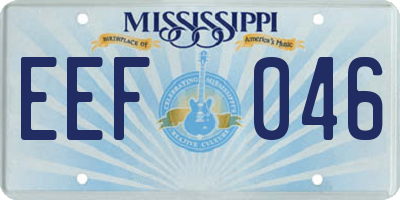 MS license plate EEF046
