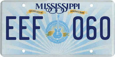 MS license plate EEF060