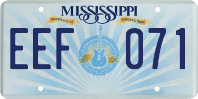 MS license plate EEF071