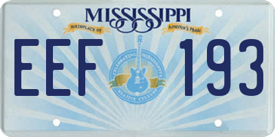 MS license plate EEF193