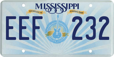 MS license plate EEF232