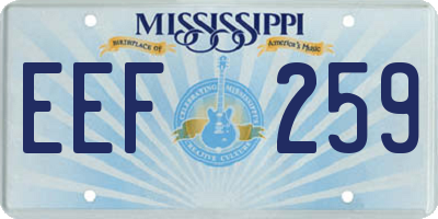 MS license plate EEF259
