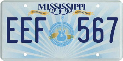 MS license plate EEF567