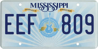 MS license plate EEF809