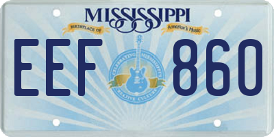 MS license plate EEF860